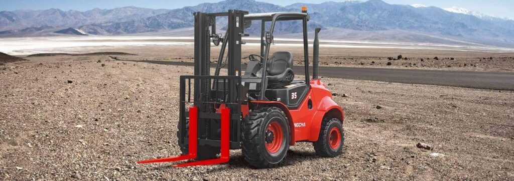 Two-Wheel Drive Rough Terrain Forklift on open space