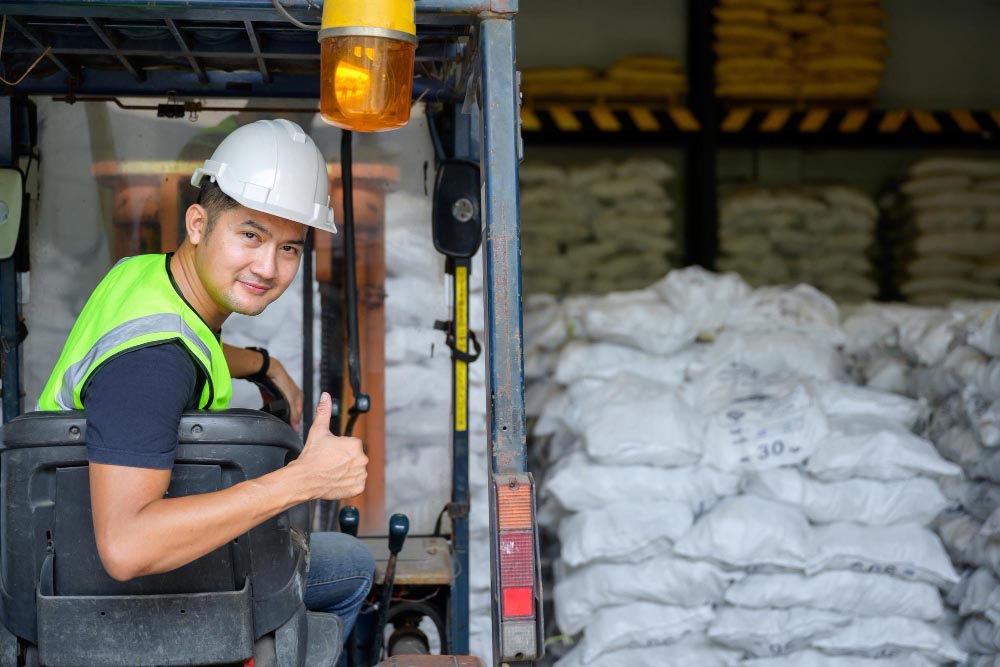 Forklift operator giving a thumbs-up